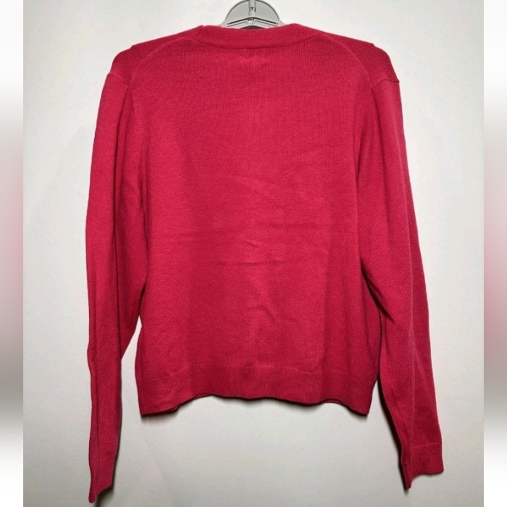 Womens 3 Button Front V Neck Cardigan Pink Size Medium New Minimumist - Picture 9 of 17